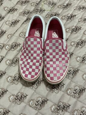 Vans Pink & White Checkerboard Slip-On Sneakers